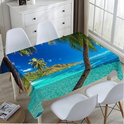 TKS MITLAN Ocean Palm Tablecloth Decor Tropical Island Beach Sea Palm Trees Table Cloth Dining Room Kitchen Table Cover 60" X 84" Oblong/Rectangle