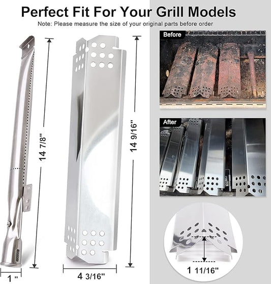 Criditpid Grill Replacement Parts for Nexgrill 5 Burner 720-0888, 720-0888N, 4 Burner 720-0830H, 720-0783E, Members Mark 720-0882D, Grill Burner, Heat Plates & Igniter Kit for 720-0888N Nexgrill Parts