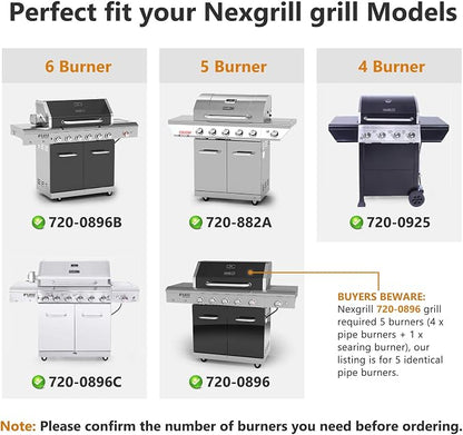 Replacement Parts for Nexgrill 720-0882A 720-0896 720-0925 720-0896B 720-0896C 720-0896E Grills, 5 Pack Grill Flame Tamers Heat Shields & Grill Burner Tubes Replacement