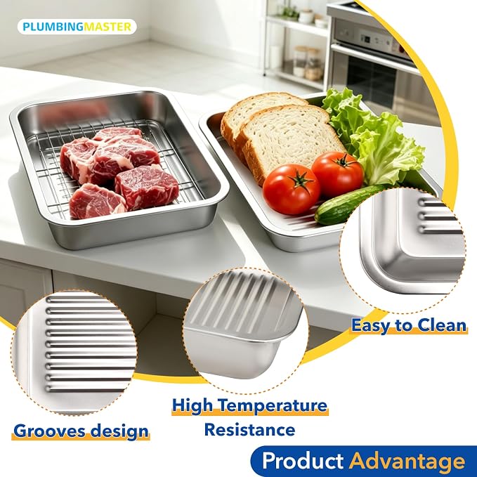 Grilling Gifts for Family: 5-in-1 Outdoor BBQ Food Prep Tray & Carry System, Meat Marinating Container with Lid, Cutting Board & Rack, Metal Cooked Meat Platter Serving Accessories