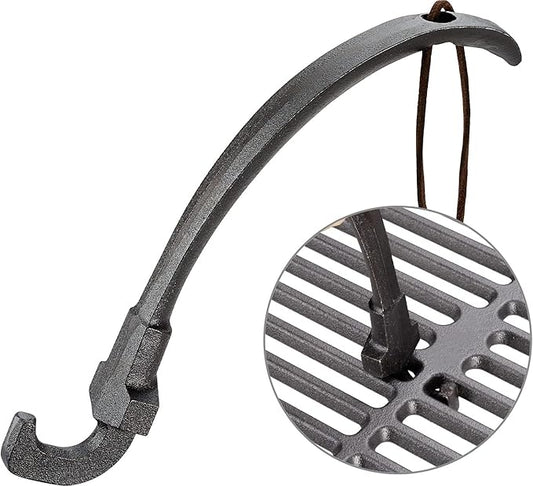 Charcoal Grill Grids Lifter Tool, Cooking Grates Mover Hook - Hot Surfaces Gripper, Chargriller Parts Replacement, Pit Boss, Vision, Big Green Egg Grate Lifter Accessories. Easily Moving Grilling Nets
