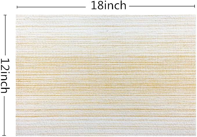 Placemat,Blending Color Durable Woven Vinyl Placemat Washable Heat-Resistant Anti-Skid Kitchen Dining Table Mats (Set of 4, Yellow with White)