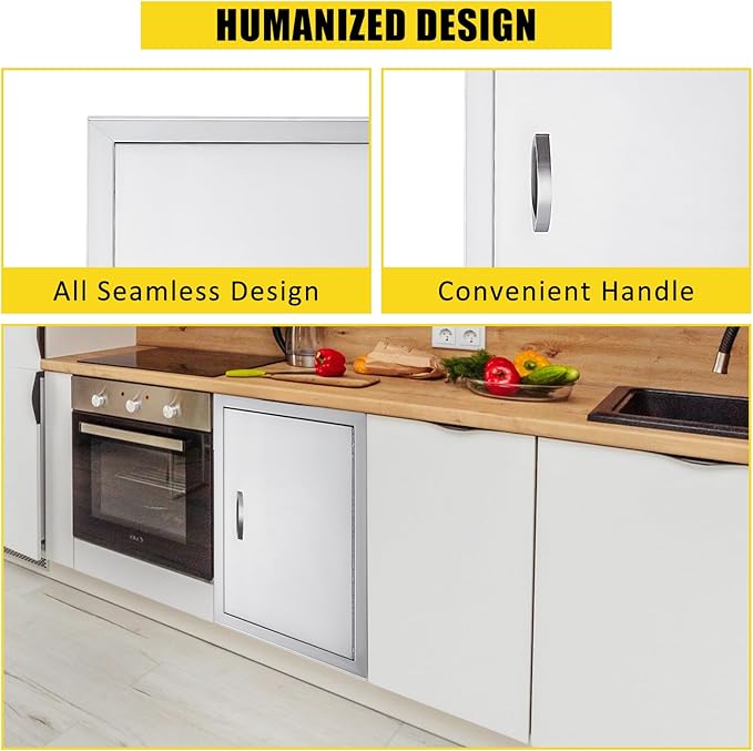 GarveeLife BBQ Access Door 17W x 24H Inch,Outdoor Kitchen Doors with Weatherproof 304 Stainless Steel Built in Single Access Doors for Outside Kitchen Commercial Grilling BBQ Island Barbeque Station S