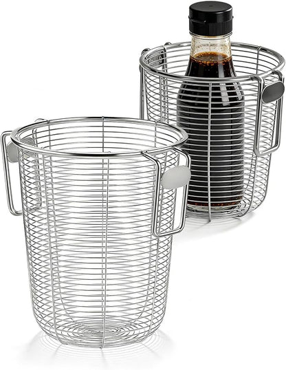 Griddle Caddy for Blackstone Prep Cart, Space Saving Organizer for Weber & Traeger Grill Cart, Tool Holder & Condiment Storage with 2-Handles for Grill Accessories, 2 Pack (Large + Medium)