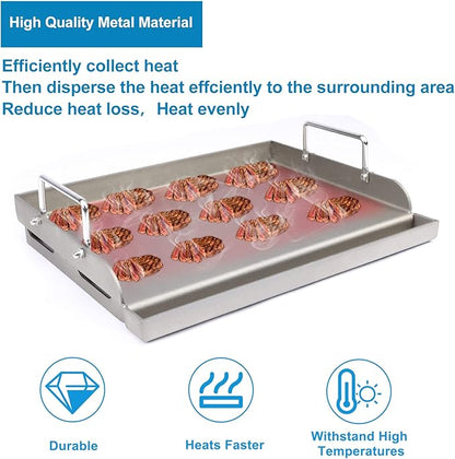 Uniflasy Cast Iron Griddle for Gas Grill Flat Top Griddle Insert for Outdoor Gas Grill, 25" x16" Cooking Skillet Plate Pan Teppanyaki for Charcoal/Electric Grills Fits Camping Tailgating Parties