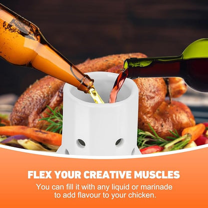 onlyfire 2 Pack (Large+Small) Ceramic Chicken Roaster Rack, Beer Can Chicken Stand Vertical Poultry Chicken Holder for Oven or Grill Barbecue Accessories, Like BGE Kamado Grill, Ovens, Smokers