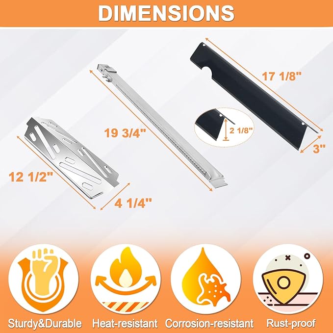 GS4 Genesis 2 Grill Parts for Weber 3 Burner GS4 Genesis II Replacement for Genesis II/II LX 300 SER,Genesis 300 (2022 YRS) Parts for Weber Flavorizer Bar 66032 67095,Heat Deflector 66040,Burner 67489