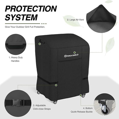 Porch Shield 34W x 24D x 46H inch Premium Gas Grill Cover Up to 32 inch, Waterproof and Fade Resistant 600D BBQ Covers for Weber, Brinkmann, Char-Broil and More, Black