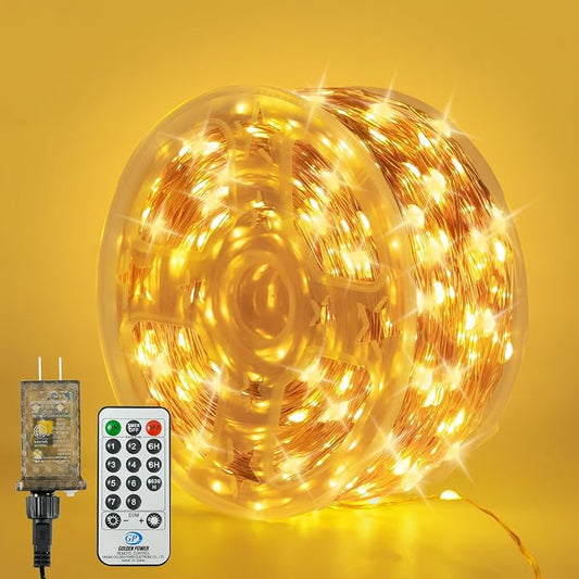 SenLuKit Copper Wire Fairy Lights Waterproof Plug in Christmas String Lights with Remote for Living Bed Room, Backyard, Patio, Garden, Porch, Wedding or Christmas Decorations
