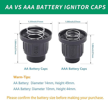 A.I.FORCE 2Pcs AAA Battery Igniter Caps, Ignitor Push Button with Springs and mounting Thread, Ignition Caps Replacement for Gas Fire Pit, BBQ, Grill, Barbecue Spark Generator