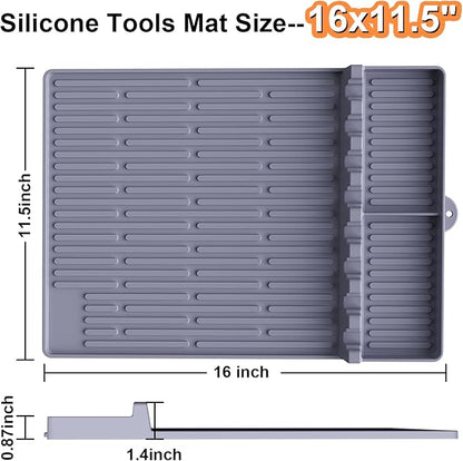 Grill Pad Compatible with Blackstone, Silicone Griddle Tools Mat, Heat Resistant Spatula Mat, BBQ Grill Tool Pad, Blackstone Griddle Accessories for Kitchen, Cooking & Countertop（Grey）