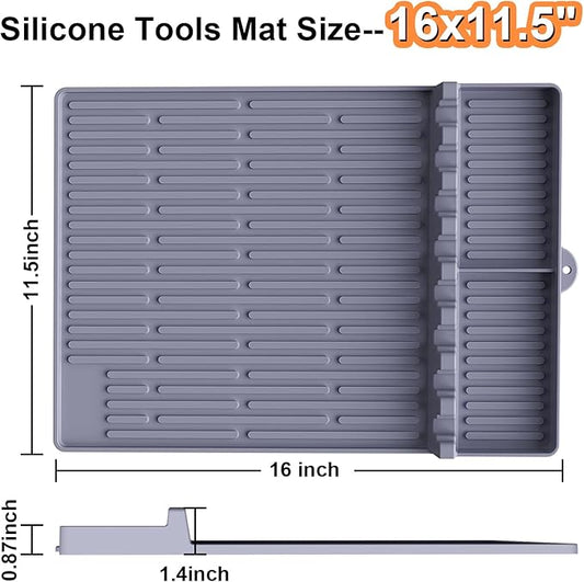 Grill Pad Compatible with Blackstone, Silicone Griddle Tools Mat, Heat Resistant Spatula Mat, BBQ Grill Tool Pad, Blackstone Griddle Accessories for Kitchen, Cooking & Countertop（Grey）