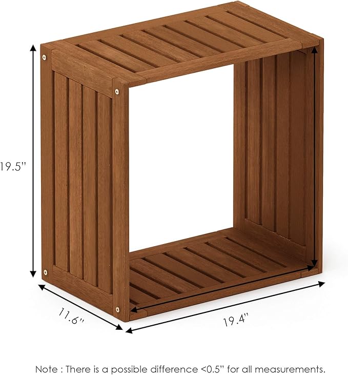Furinno TIOMAN Outdoor Storage, Multipurpose Stacking Shelf in Teak Oil, for Patio, Garden, Porch, Natural