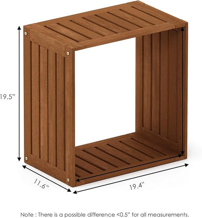 Furinno TIOMAN Outdoor Storage, Multipurpose Stacking Shelf in Teak Oil, for Patio, Garden, Porch, Natural