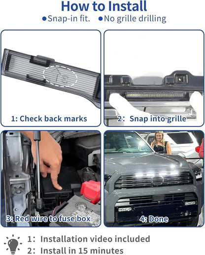 Grille Lights for 2025-2026 Toyota 4Runner Platinum Limited 6th Gen (White) | Off-Road LED Marker Grill Lights, Clip-on Design, Easy Install & Removal, Enhanced Night Visibility Accessories