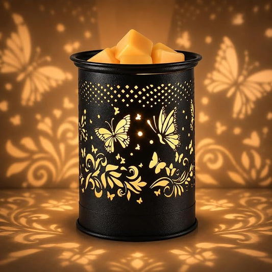 Butterfly Wax Warmer Metal Wax melt Warmer Electirc Candle Wax Burner | Electric Wax Melts Wax Cubes Black Candle Lamp for Home Office Decor,Wax Burner as Gifts for Mom Grandma Women Girls