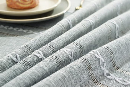 Chassic 54 x 72 inches Farmhouse Style Linen tablecloths, Wrinkle Resistant Washable Dining Room Table Cloths for Small Rectangle Tables - Hemstitch Light Grey