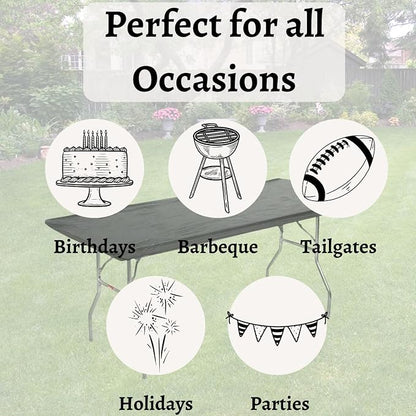 6' Rectangle Plastic Table Covers 30" x 72", Bundle of 5 (Black)