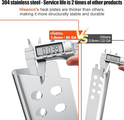 Hisencn SUS304 Stainless Steel Grill Parts Kit for Charbroil Advantage Series 4 Burner 463344015 463240015 463432215 463343015 Gas Grills 3 Burner 463436815 Grill Burners Heat Plate Replacement Parts