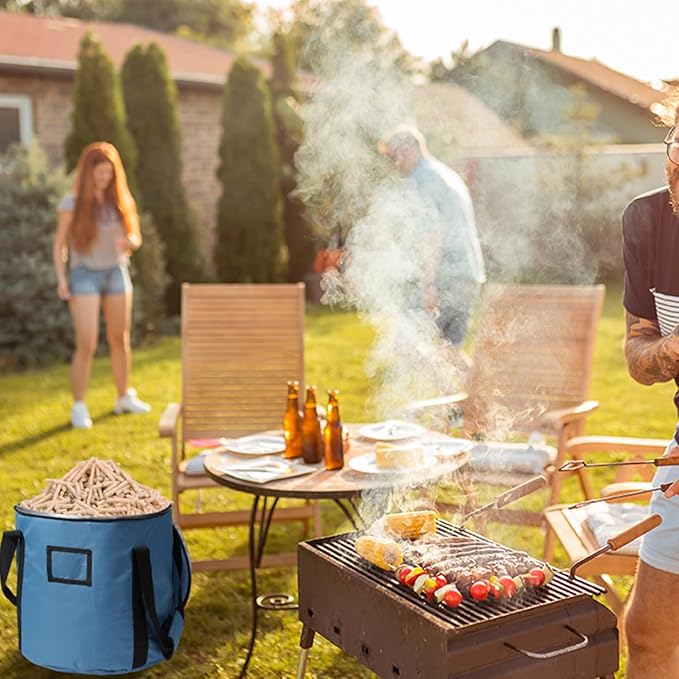 3 Pcs 20lbs Fuel Pellet Storage Bag - Stay Dry Pellet Bin with Anti Shock Cotton Layer(Dark Blue and Black)
