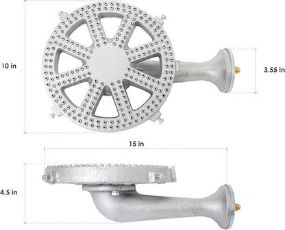COOKAMP Cast Iron Propane Burner Head with Brass Fitting Orifice (SH16RH - DIY Burner & Regulator)