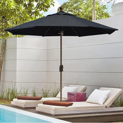 EliteShade USA 10-Year-Non-Fading 10Ft Market Patio Umbrella, UPF 50+ UV Protection Performance Sun Umbrella, Heavy Duty Commercial Grade Outdoor Table Umbrella with Crank, Windproof Vented Top for Garden, Pool, Deck and Outdoor Playsets, No Tilt, Black