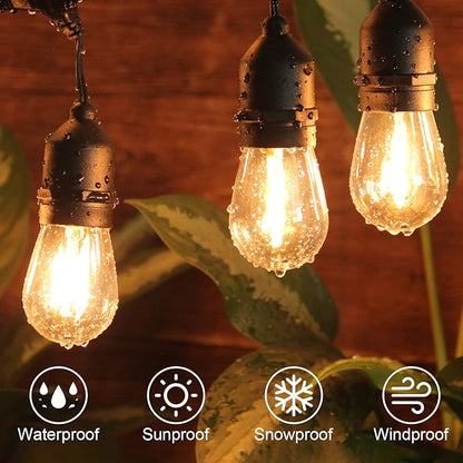 BRIMAX 12FT Outdoor String Lights with 5 LED Bulbs 2W Shatterproof Edison Bulb Commercial Grade Waterproof Outside Light 2700K Warm White for Bistro Gazebos Porch Patio Garden