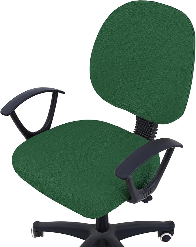 Smiry Office Computer Chair Covers for Desk Rotating Chair Protector | Stretch Jacquard Removable Washable Universal Slipcovers, Seat + Backrest Cover, Emerald Green