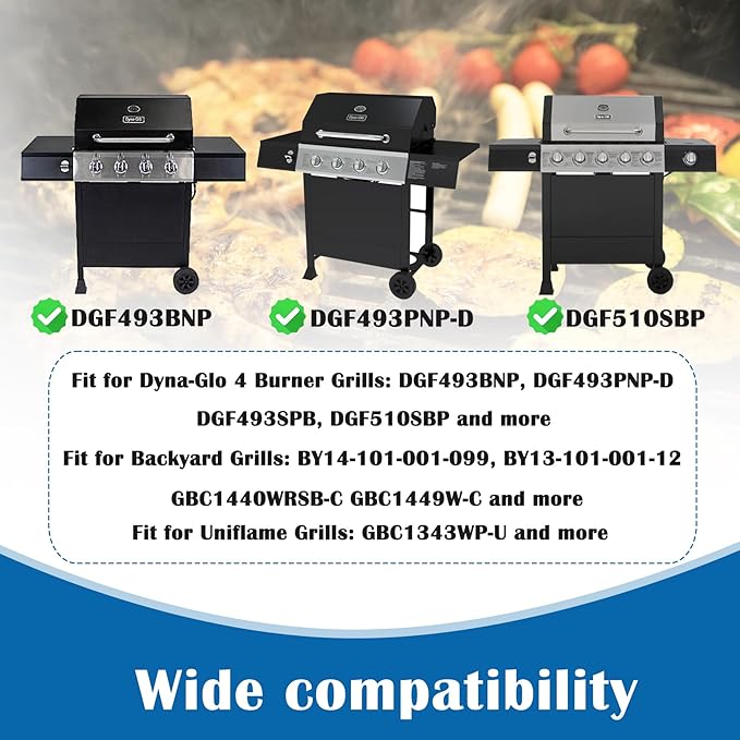 SafBbcue DGF493BNP DGF493PNP Replacement Kit for Dynaglo Grill Parts DGF493BNP-D DGF493PNP-D DGF493SPB DGF493SPD Backyard BY13-101-001-12 BY14-101-001-099 GBC1440W Cooking Grates 70-01-273