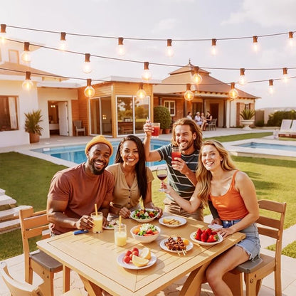 Svater 200 FT Outdoor String Lights for Outside Patio 104 Bulbs Waterproof | Commercial Grade Hanging Globe Lighting, Shatterproof G40 LED Bulbs, For Bistro Cafe Market Backyard ETL 2700K (2*100)