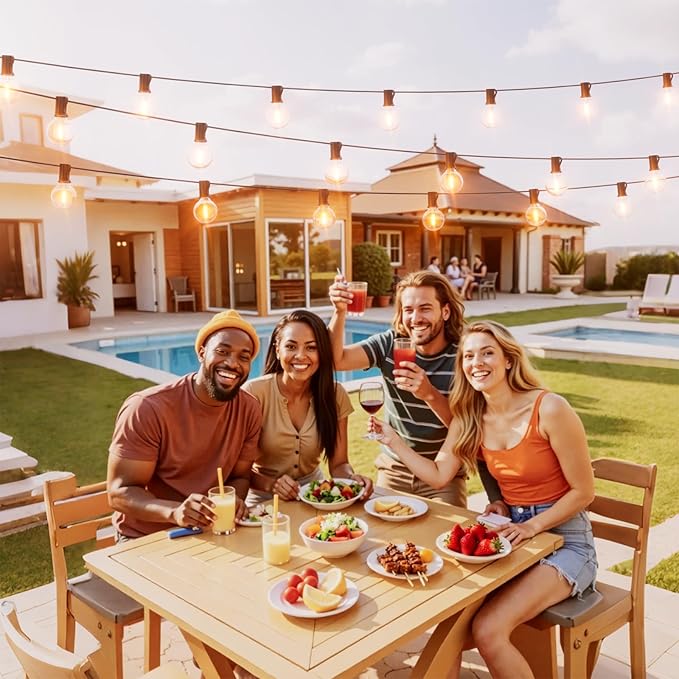 Svater 300 FT Outdoor String Lights for Outside Patio 156 Bulbs Waterproof | Commercial Grade Hanging Globe Lighting, Shatterproof G40 LED Bulbs, For Bistro Cafe Market Backyard Warm White (3*100)