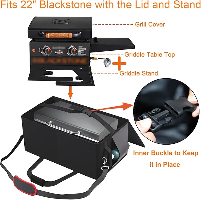22 Inch Griddle Carry Bag for Blackstone 22 Inch Table Top Griddle with Grill Cover and Stand, Fits Blackstone 22" Grill Griddle with The Lid and Stand Carrying Bag 600D Heavy Duty Water-Resistant