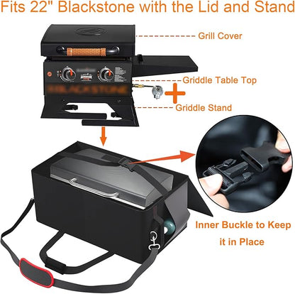 22 Inch Griddle Carry Bag for Blackstone 22 Inch Table Top Griddle with Grill Cover and Stand, Fits Blackstone 22" Grill Griddle with The Lid and Stand Carrying Bag 600D Heavy Duty Water-Resistant