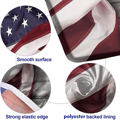 USA Flag Fitted Picnic Table Cover with Bench Covers, 3 Pieces Set, American Flag on Wooden Background Print Elastic Edged Rectangluar Table Cover, 28x72 Inch, Great for Picnic Party Outdoor Patio Use