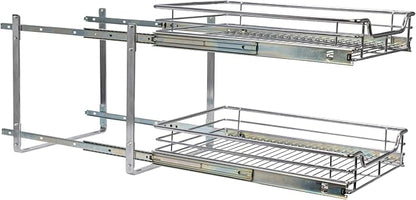 Household Essentials Chrome-Plated Steel Dual-Tier Slide-Out Organizer