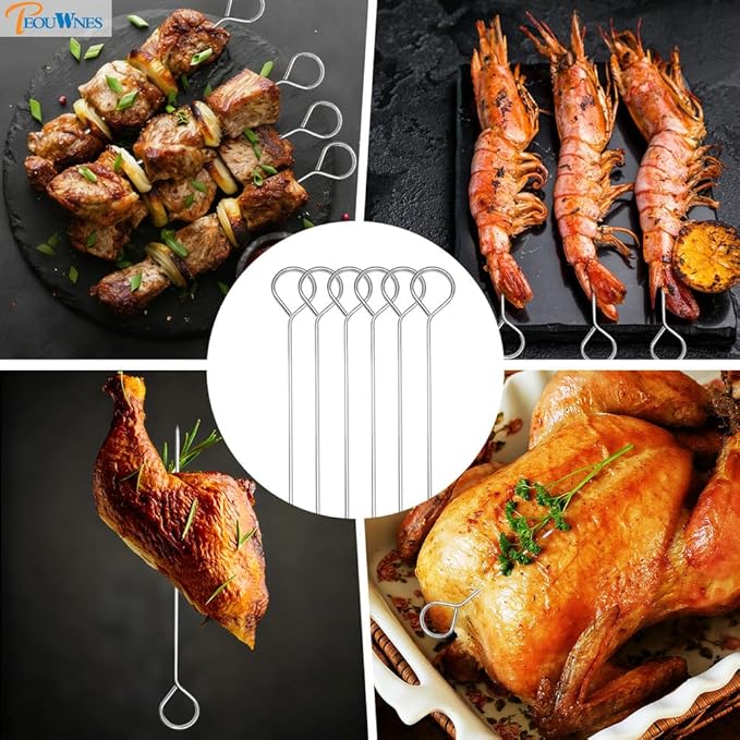 20 pcs 6 Inch Turkey Lacers for Trussing Turkey, PEOUWNES Stainless Steel Metal Skewers with Storage Box, Meat Roasting Trussing Needles for Kitchen BBQ Cooking Barbecue