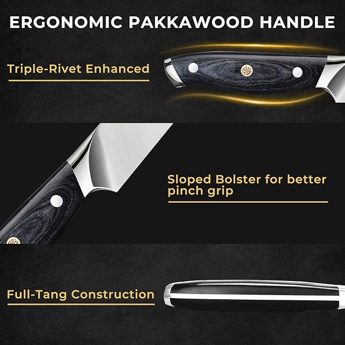 DiiHAUZZ Brisket Knife, 12 Inch Carving Knife for Meat, Razor Sharp High Carbon Steel, Full Tang Ergonomic Pakkawood Handle Slicing Knives for Roast Beef, BBQ, Turkey, Grilling Gift for Men