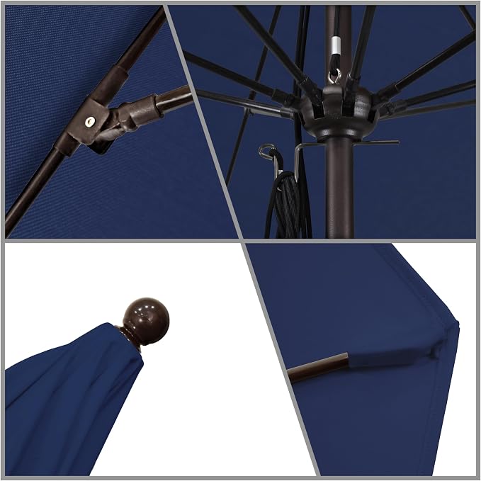California Umbrella 11' Rd. Venture Series Contract Grade Patio Umbrella, Pulley Open, Bronze Finish, Sunbrella True Blue