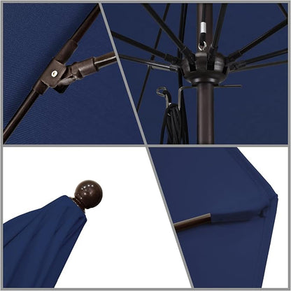 California Umbrella 11' Rd. Venture Series Contract Grade Patio Umbrella, Pulley Open, Bronze Finish, Sunbrella True Blue