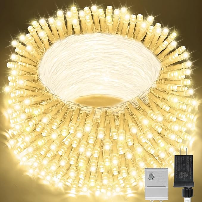 500 LED String Lights - 46ft 500LED Outdoor/Indoor Plug-in Twinkle Fairy Lights with 11 Modes - Warm White