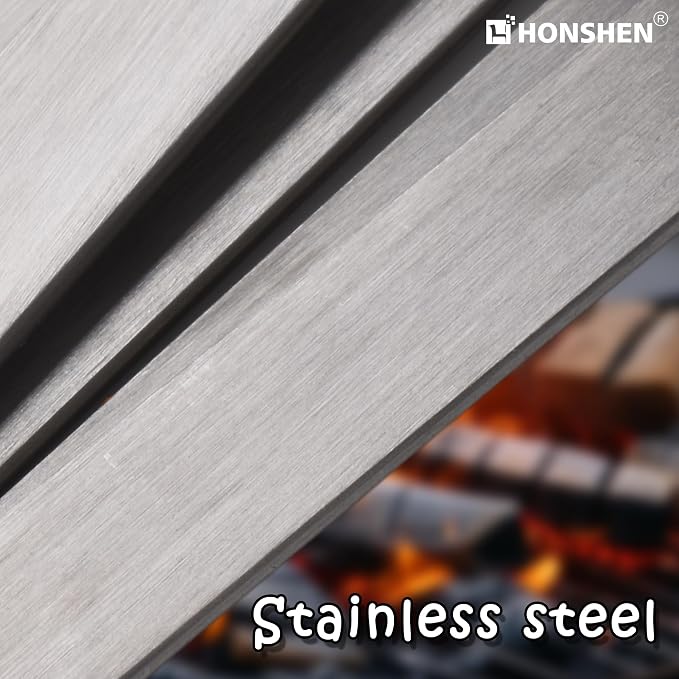 17-Inch 12 Pack Long Flat BBQ Skewers, HONSHEN Brazilian-style Stainless Steel 3/8 Inch Wide Blade with hardwood Handle barbecue skewers for Grilling Meat,Chicken,Shrimp,Vegetables-Set of 12