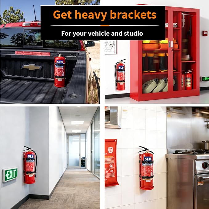 2 PCS Fire Extinguisher Wall Mount Bracket, Heavy Duty Quick Release Metal Holder for 5 lb Extinguishers