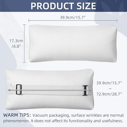 Chaise Lounge Head Pillow, 2 Pack Outdoor Patio Pillows with Adjustable Strap, Lounge Head Resting Pillow for Recliner Beach Pool Lounger Office Chair(White,Water Resistant)