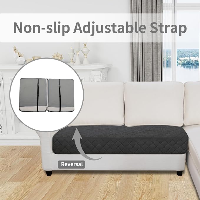 Easy-Going Sectional Couch Covers for Dogs L Shape Sofa Cover Reversible Sofa Slipcover Chaise Lounge Cover Furniture Protector Cover for Pets Dog Cat (30 x 50 inches, Dark Gray/Beige) | Dark Gray/Beige, Soft Sofa Slipcover For Dogs, Fits Left/Right Ch...