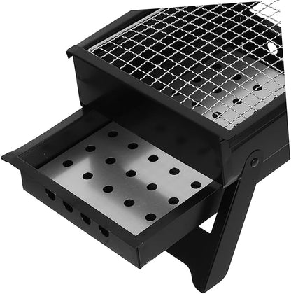 MERRYHAPY Portable Charcoal Grill Compact Stainless Steel Design for Outdoor Barbecues Camping and Picnics Features Pullout Charcoal Container for Gatherings People