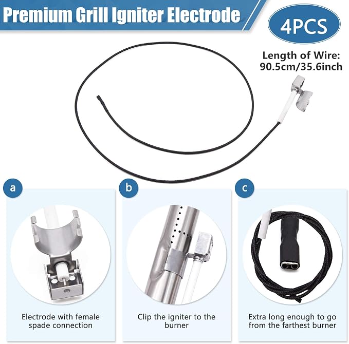 Criditpid Grill Replacement Parts for Charbroil 463241113 463449914 4 Burner Gas Grill, Stainless Steel Heat Plate Shields, Crossover Tubes, Igniters and Grill Burner Parts for Charbroil 463449914