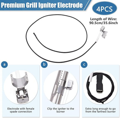 Criditpid Grill Replacement Parts for Charbroil 463241113 463449914 4 Burner Gas Grill, Stainless Steel Heat Plate Shields, Crossover Tubes, Igniters and Grill Burner Parts for Charbroil 463449914