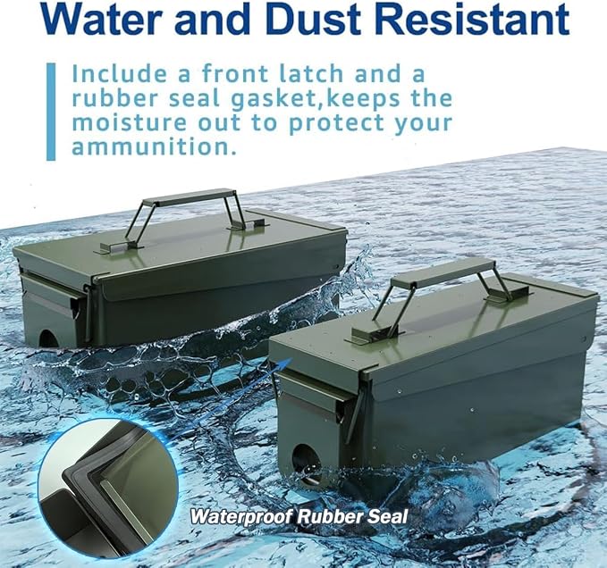 PATRON 30 & 50 Cal Ammo Can Metal Ammo Box Storage Crate Case for Shotgun Bullet Rifle Ammunition Waterproof (Black or Green)