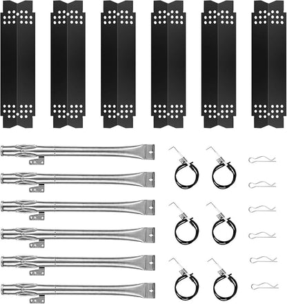 Set of 6 Grill Heat Plates and 6 Burner Tubes with Igniter Electrode Replacement Parts for Nexgrill 6 Burner 720-0898 720-0898A 730-0898 Grill Replacement Parts for Nexgrill Gas Series