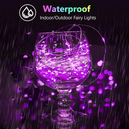 2 Pack 100 LED Fairy Lights Battery Operated with Remote, Halloween Light | 33 FT, Purple, 8 Modes, Timer, Dimmable, IP44 Waterproof Battery String Lights for Indoor Outdoor, Halloween Decorations